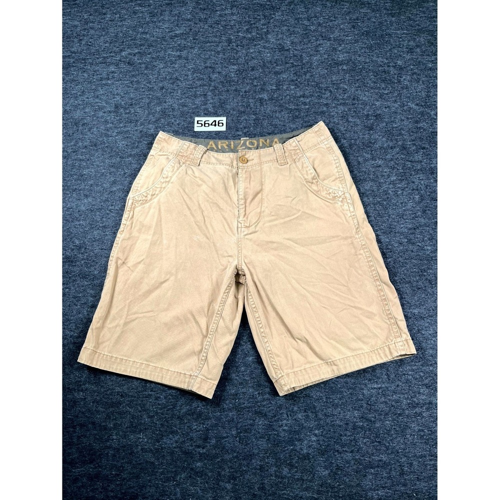Arizona Jean Company Chino Shorts Men 32 Beige Cotton Flat Front Classic Outdoor